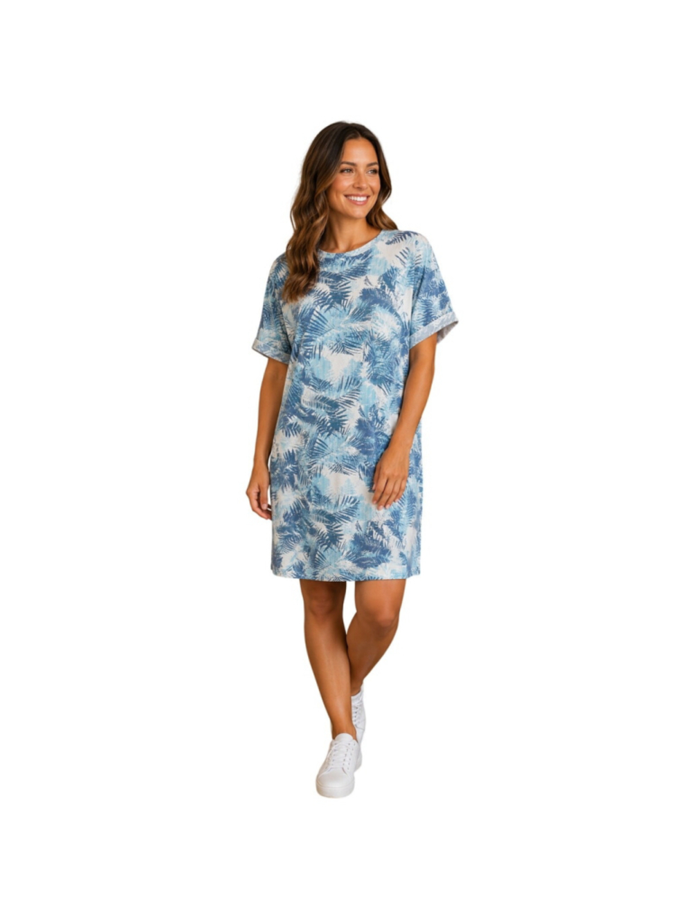 NWT sz XL blue floral pocket shirt dress casual comfy short vacation Eddie bauer